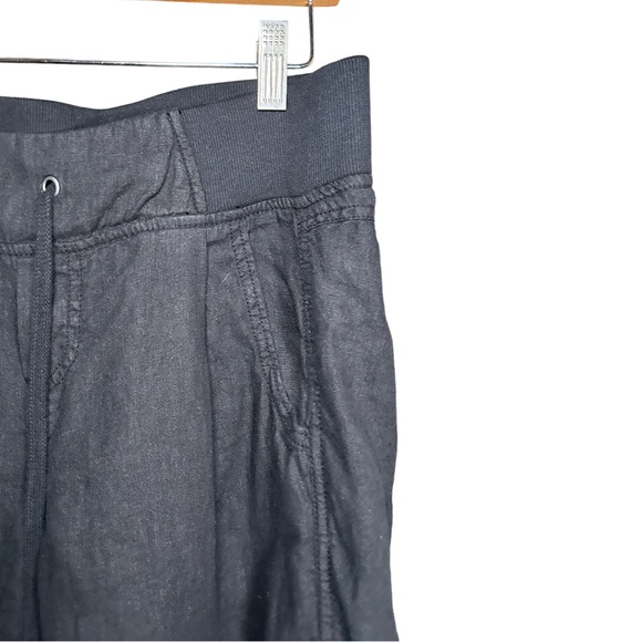 Athleta 100% Linen Wide Leg Pull-On Drawstring Waist Athletic Pants Black Size 6 - Picture 3 of 14